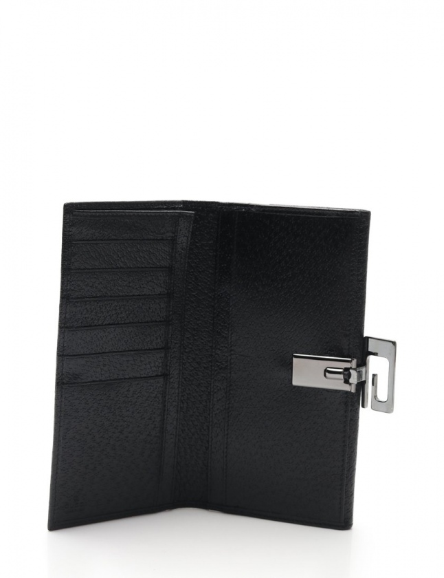 グッチ GUCCI 長財布 G金具 黒 小物 レザー 035 1408 2097 Wホック  
