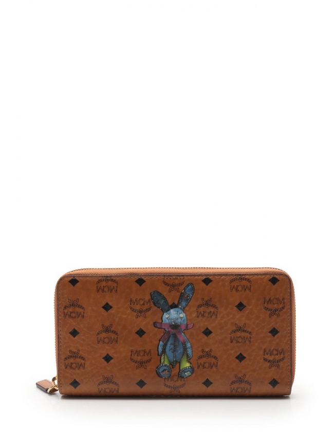 エムシーエム MCM ラウンドファスナー長財布 茶 マルチカラー 小物 PVC 
