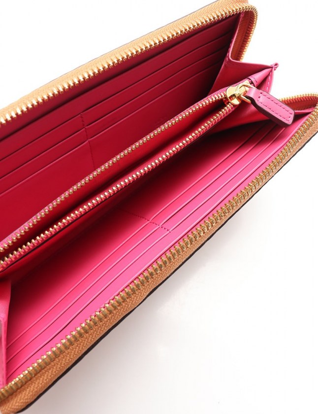 エムシーエム MCM ラウンドファスナー長財布 茶 マルチカラー 小物 PVC 