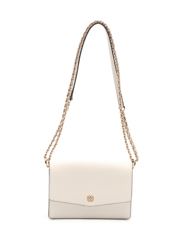 トリーバーチ TORY BURCH チェーンショルダーバッグ ロゴ 白 レザー 