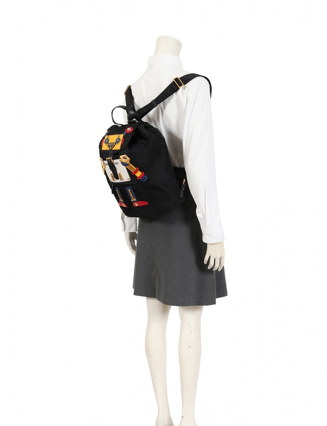 プラダ PRADA リュック バックパック 黒 マルチカラー 1BZ032 ナイロン 
