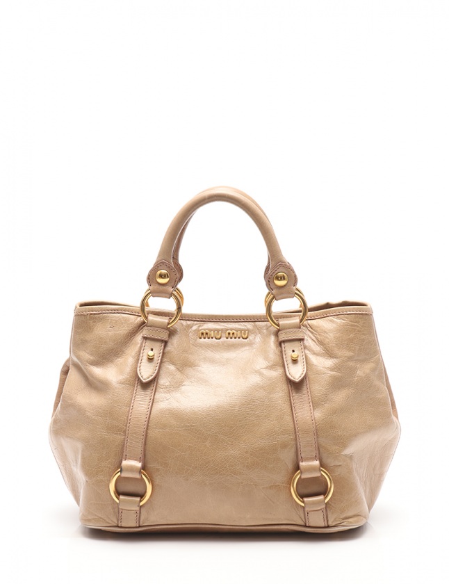 ミュウミュウ miumiu ハンドバッグ ショルダーバッグ ベージュ RN0685 