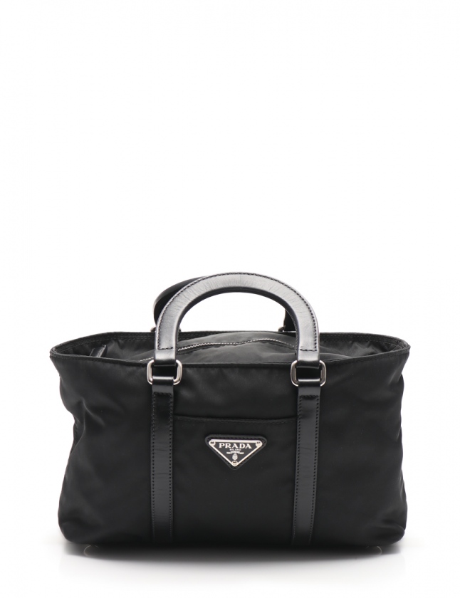 プラダ PRADA ミニハンドバッグ ショルダーバッグ 黒 ナイロン レザー 