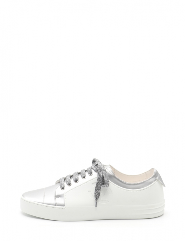 CHANEL シルバースニーカー メンズ26.5cm ココマーク シャネル 中古・古着通販】CHANEL (シャネル) ココマーク 24C レザー