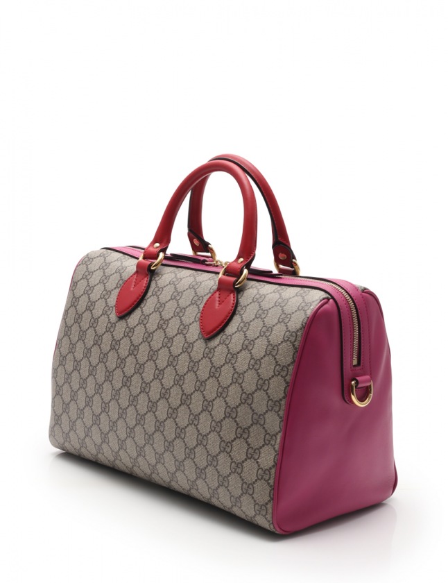 グッチ GUCCI ボストンバッグ ショルダーバッグ GGスプリーム 茶 
