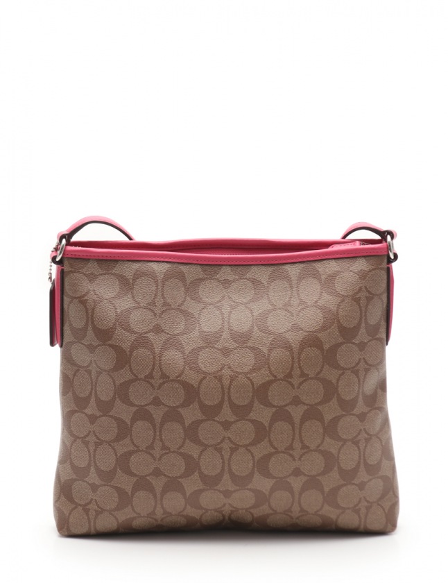 コーチ COACH ショルダーバッグ シグネチャー ファイルバッグ 茶 