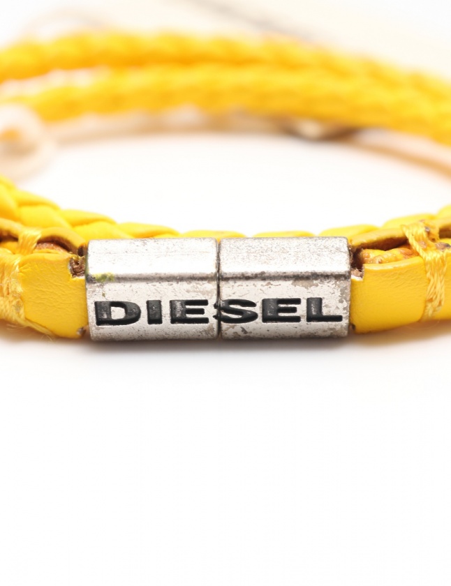 ディーゼル DIESEL バングル ブレスレット 黄 アクセサリー レザー 2連