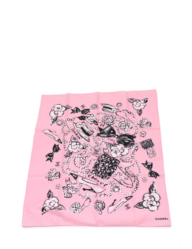 CHANEL シャネルコットンスカーフ ピンク シャネル CHANEL スカーフ ピンク マルチカラー 小物 コットン