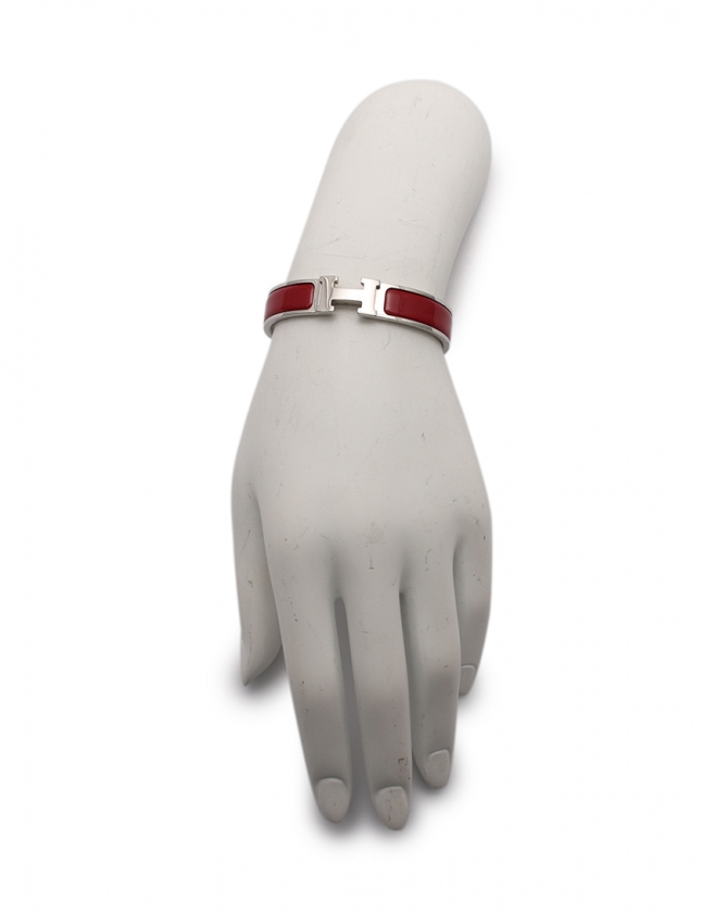 エルメス HERMES バングル クリッククラックPM シルバー 赤