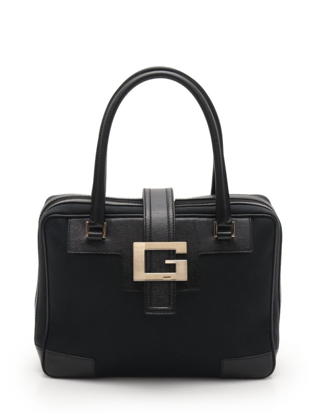 グッチ GUCCI ハンドバッグ Gロゴ 黒 001 5155 キャンバス レザー