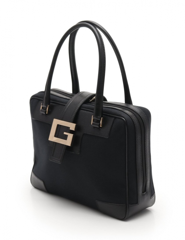 Gucci ブラック ロゴ ハンドバッグ GGエンブレム〕ラージ トートバッグ ・ブラック GGレザー | GUCCI公式