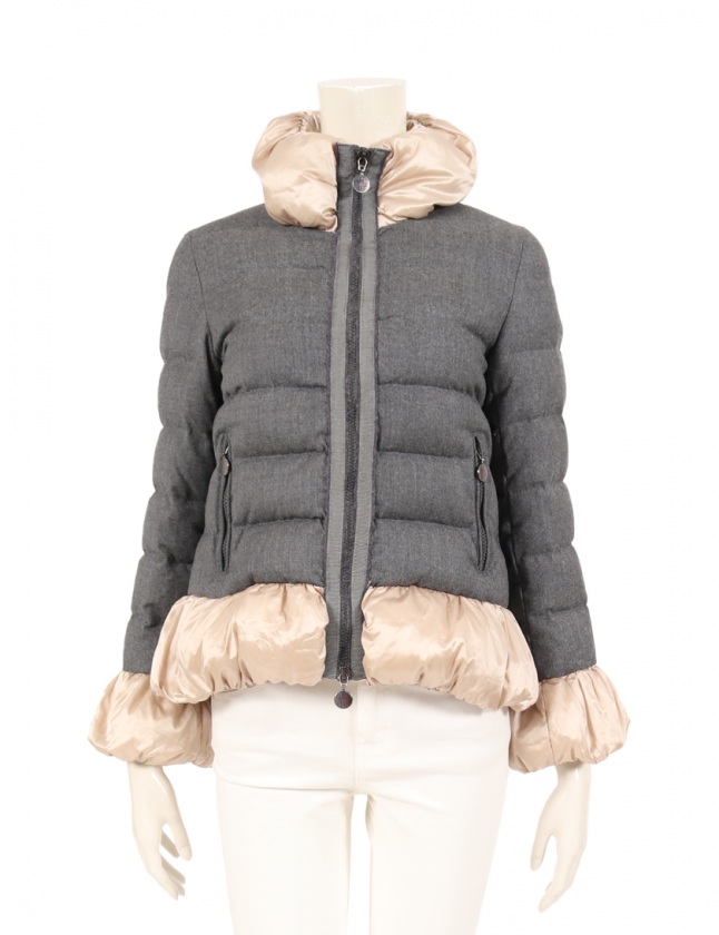 モンクレール MONCLER ダウンジャケット グレー ベージュ 12Y(152 