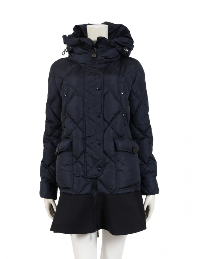モンクレールMONCLER ネイビーフリルナイロンコート 1 モンクレールMONCLER ネイビーフリルナイロンコート 1