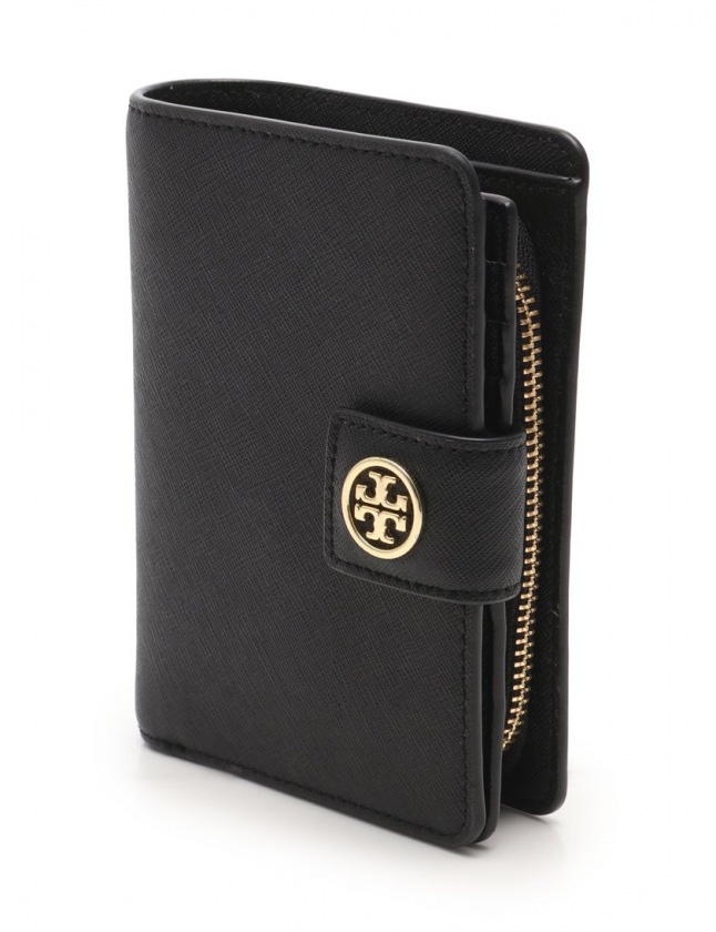 TORY BURCH 黒 レザー 二つ折り財布 キルティングデザイン☆美品 TORY