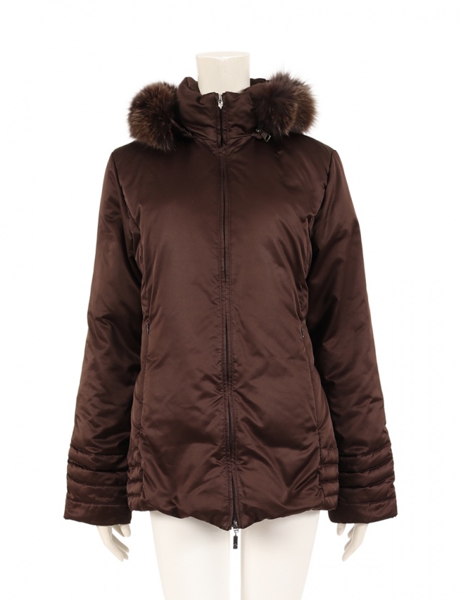 モンクレール MONCLER ダウンジャケット タンツ 茶 1 アウター 無地 S 