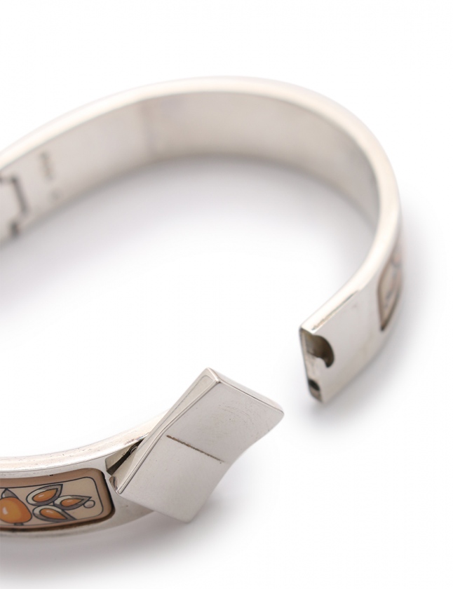 HERMES エルメス エマイユPM 七宝 アイボリー シルバー バングル HERMES/エルメス】エマイユ 七宝焼き バングル シルバー×ピンク