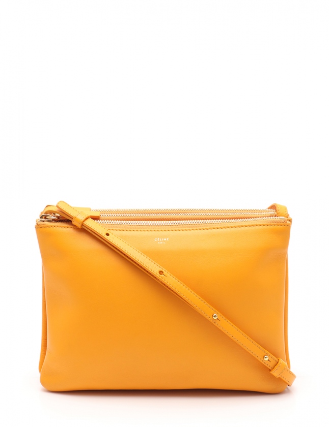セリーヌ CELINE ショルダーバッグ トリオ ラージ オレンジ レザー 