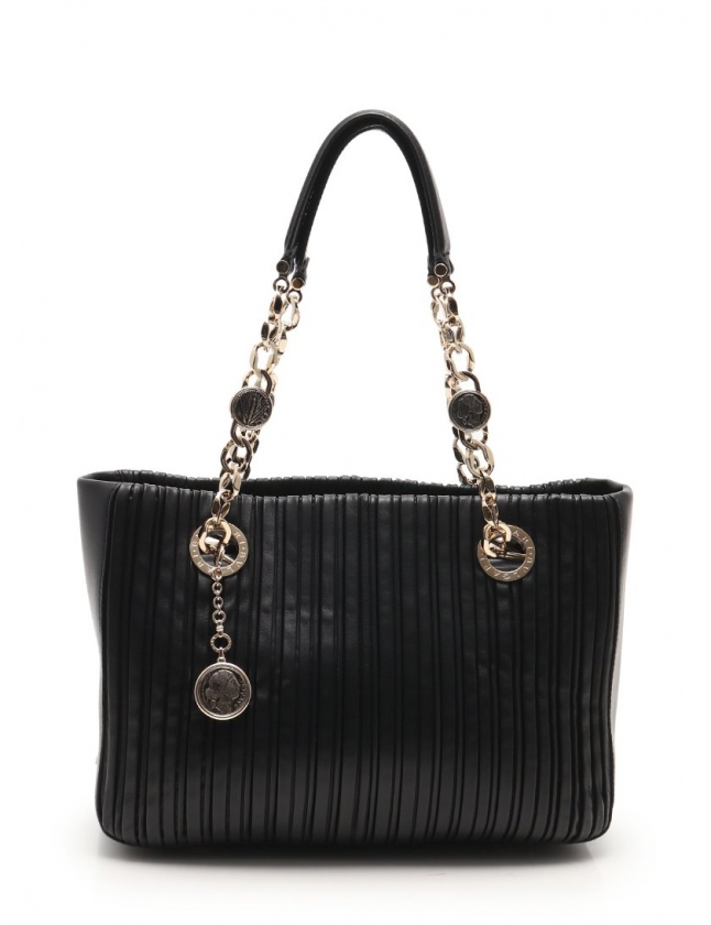 ブルガリ BVLGARI ショルダーバッグ モネーテ 黒 プリーツレザー