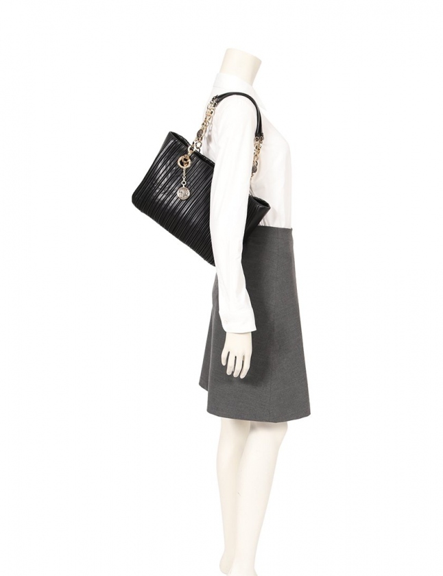 ブルガリ BVLGARI ショルダーバッグ モネーテ 黒 プリーツレザー