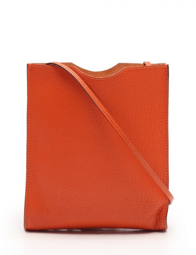 エルメス HERMES ショルダーバッグ オニメトゥ オレンジ シェーブル 