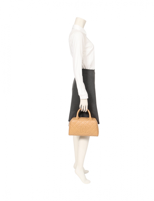 シャネル CHANEL ミニボストンバッグ ココマーク ベージュ