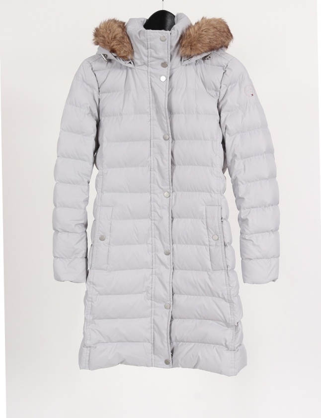 トミーヒルフィガー Tommy Hilfiger ダウンコート ライトグレー S アウター 刺繍 フェイクファー レディース 114 ベクトルパーク