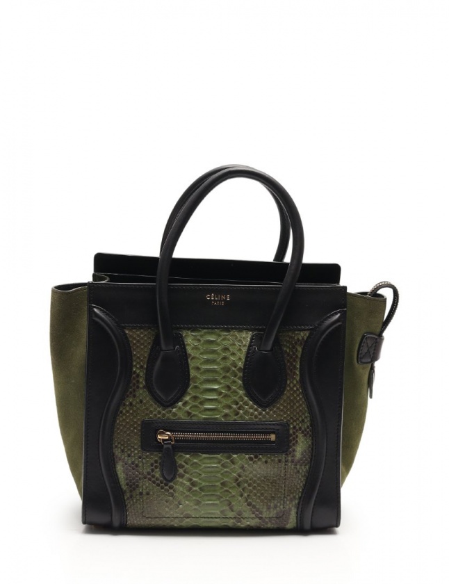 セリーヌ CELINE トートバッグ ラゲージ マイクロショッパー 黄緑 黒  