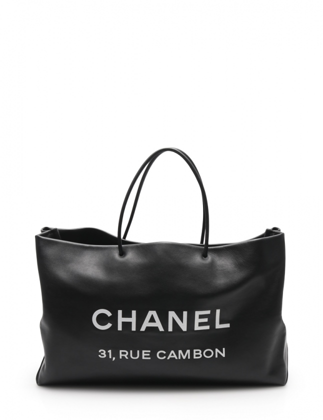 シャネル CHANEL トートバッグ エッセンシャル トート ラージ 黒 白 