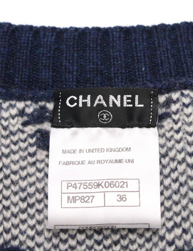 シャネル CHANEL セーター ニット ネイビー アイボリー 36 トップス