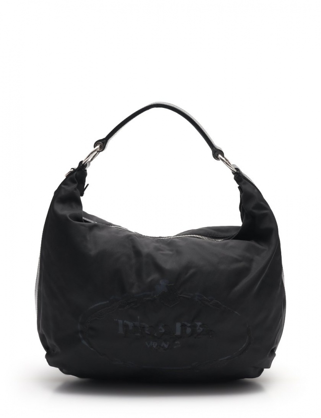 プラダ PRADA ワンショルダーバッグ 黒 ナイロン レザー レディース 