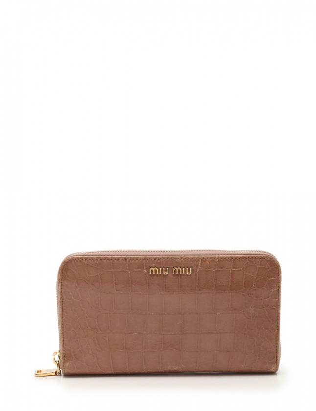 ミュウミュウ miumiu ラウンドファスナー長財布 ベージュ 小物 