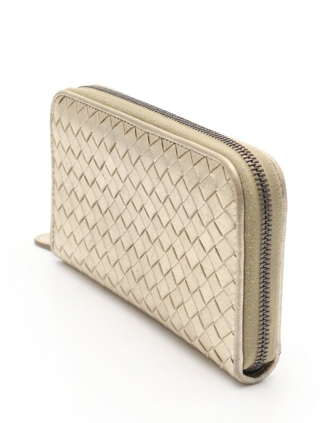 ✨美品✨ボッテガベェネタ 長財布 ラウンドジップ イントレチャート ゴールド ボッテガヴェネタ BOTTEGA VENETA ラウンドファスナー長財布
