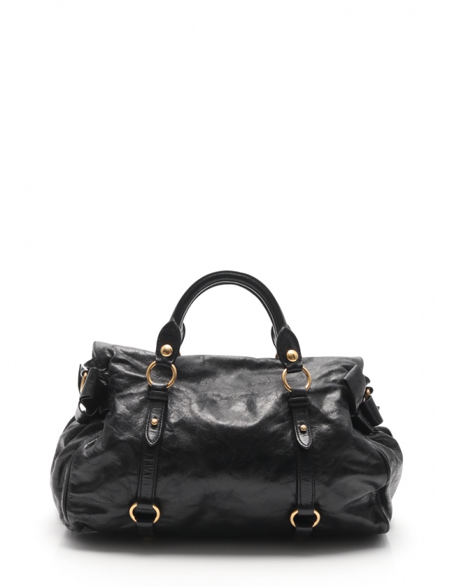 ミュウミュウ miumiu ハンドバッグ ショルダーバッグ 黒 レザー サイド