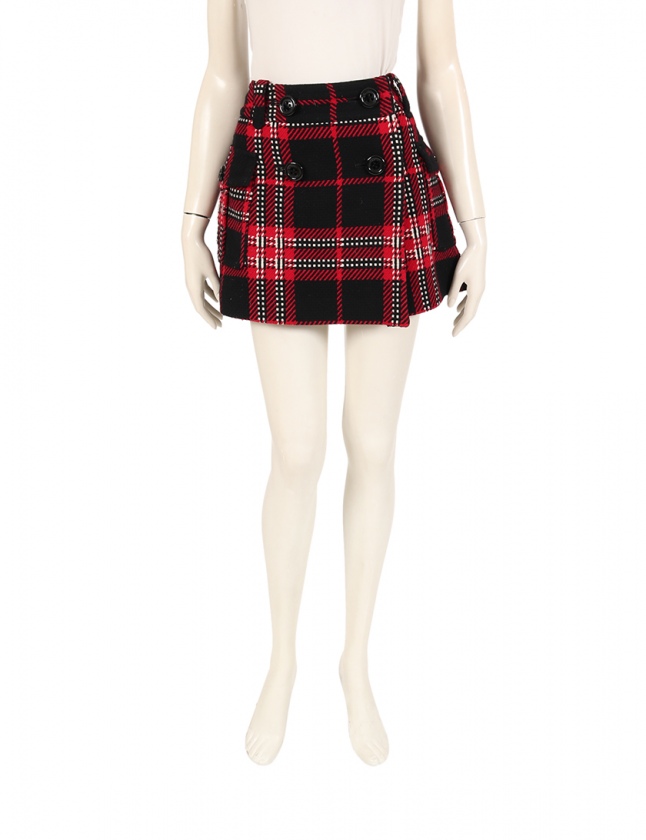 バーバリーブルーレーベル BURBERRY BLUE LABEL スカート 黒 赤 白 38 