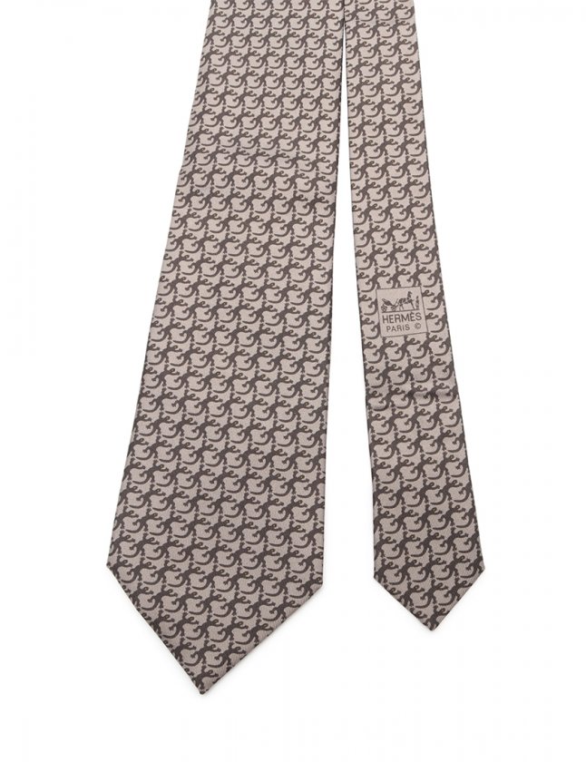 エルメス HERMES ネクタイ レギュラータイ ベージュ ダークブラウン  