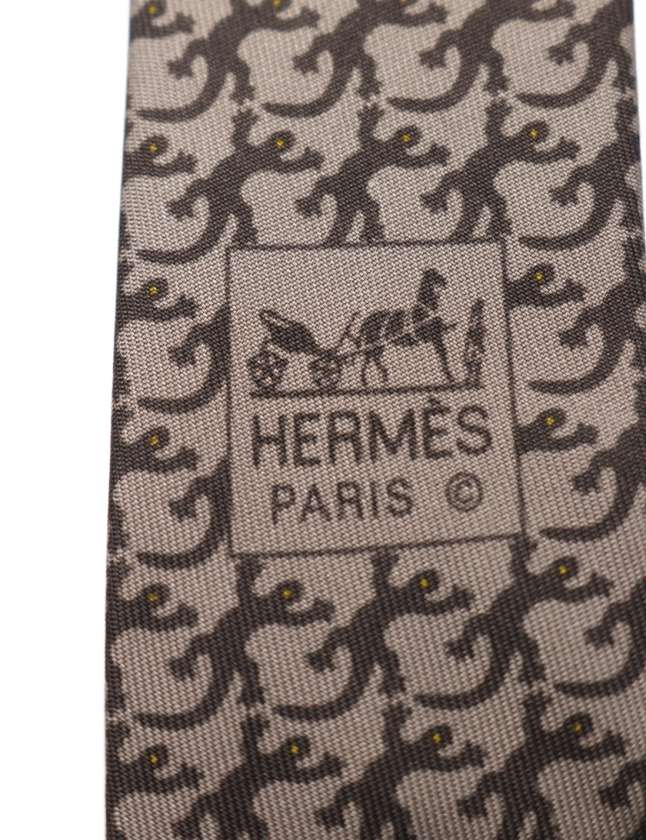 エルメス HERMES ネクタイ レギュラータイ ベージュ ダークブラウン  