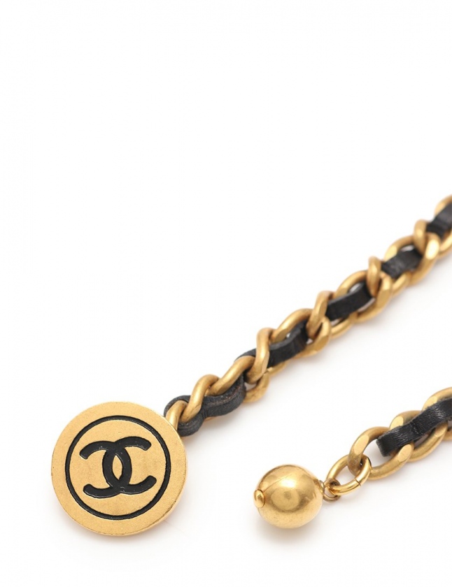 シャネル CHANEL チェーンカフス ココマーク ゴールド 黒 アクセサリー 