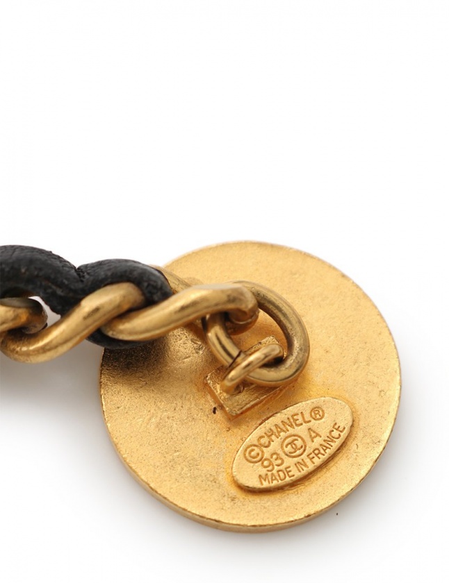 シャネル CHANEL チェーンカフス ココマーク ゴールド 黒 アクセサリー 