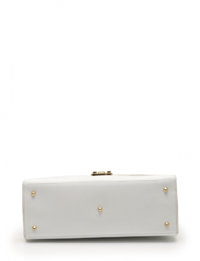 極美品　オールドグッチ　GUCCI レザー　ハンドバッグ　A4可能 ホワイト グッチ GUCCI ハンドバッグ ショルダーバッグ オールドグッチ 白 000