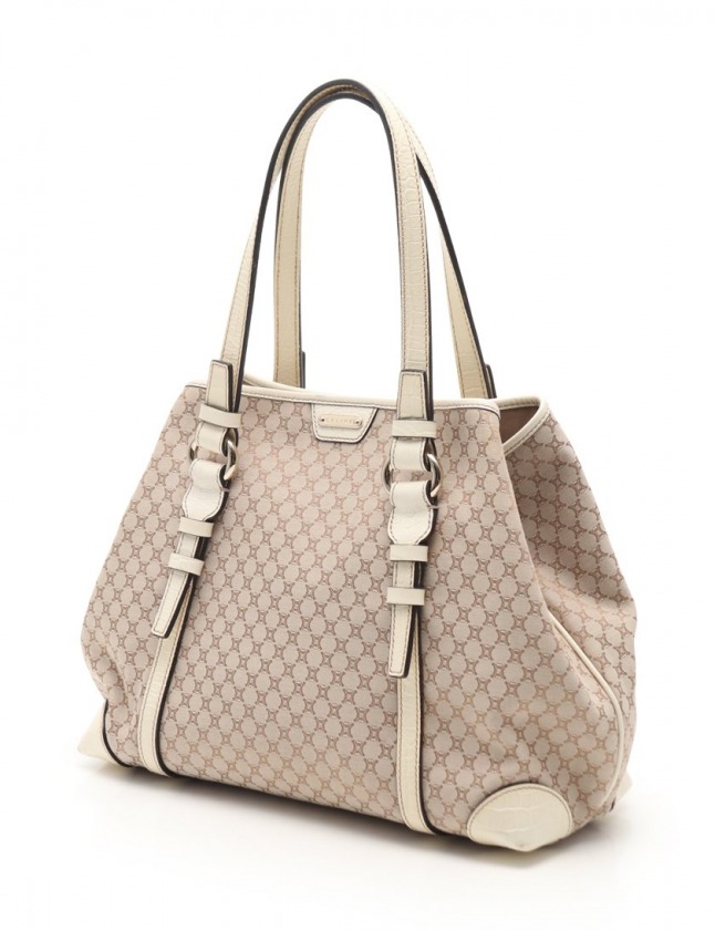セリーヌ CELINE トートバッグ マカダム ベージュ 白 キャンバス 