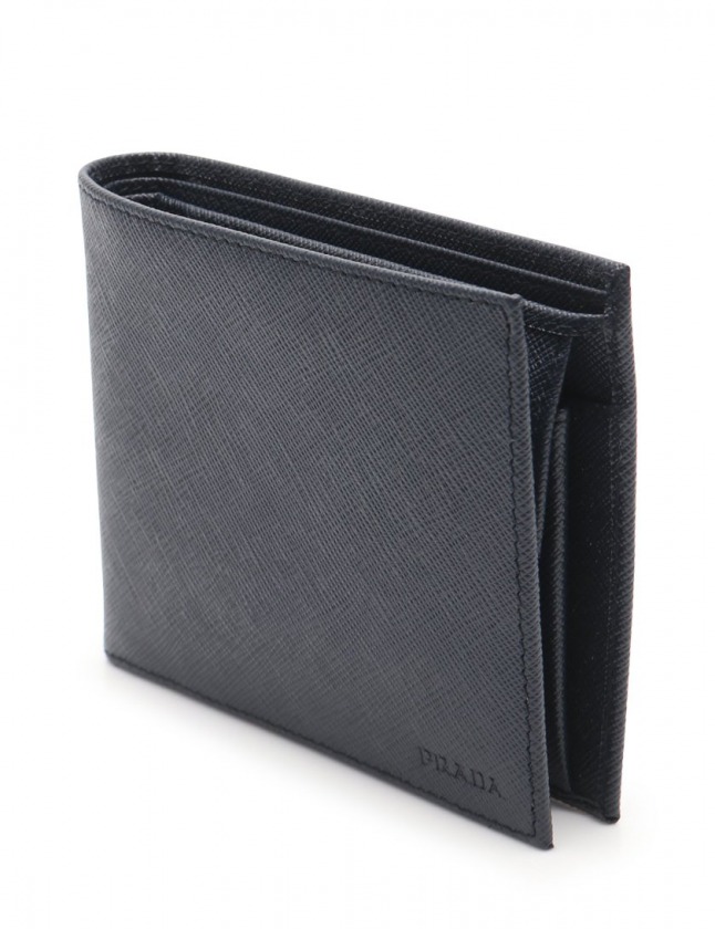 プラダ PRADA 二つ折り財布 ネイビー 小物 サフィアーノレザー 2MO002  