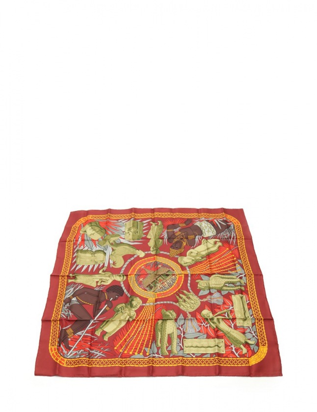 エルメス HERMES スカーフ スクエア カレ90 ボルドー マルチカラー  