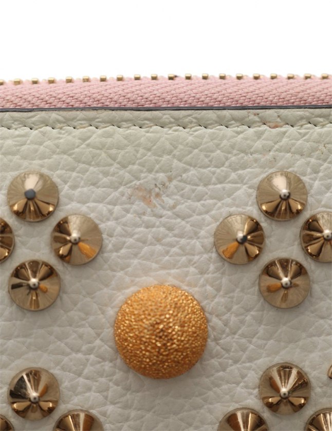 ✨美品✨ クリスチャンルブタン 長財布 パネトーネ ラウンド レザー ホワイト 中古美品】Christian Louboutin（クリスチャン ルブタン