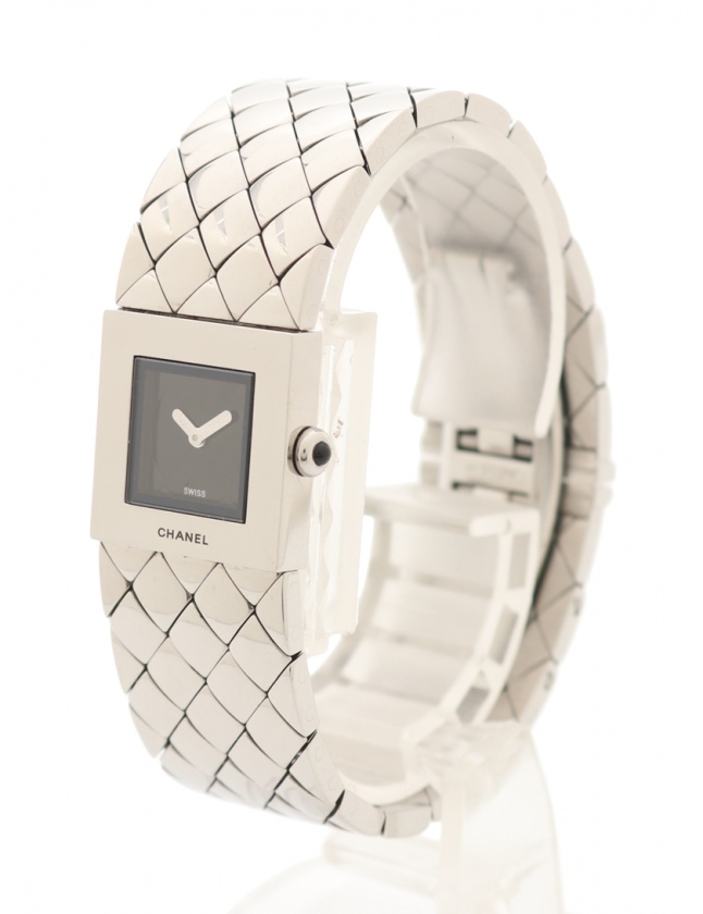 CHANEL シルバー クォーツ時計　マトラッセ CHANEL シャネル マトラッセ コンビ 腕時計 ステンレススチール