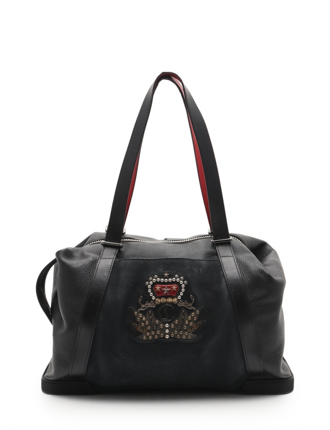 クリスチャンルブタン Christian louboutin ボストンバッグ 黒 赤 