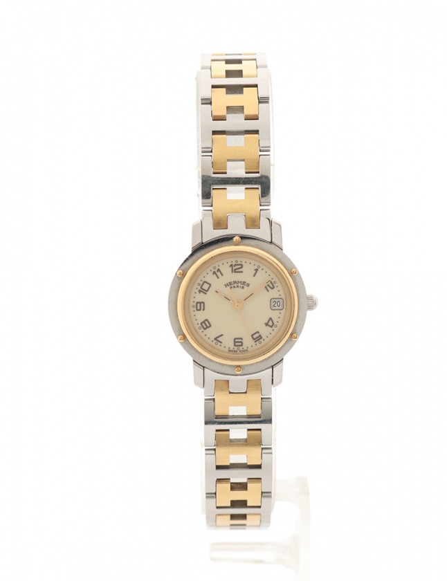 エルメス HERMES 腕時計 クリッパー レディース ゴールド シルバー CL4
