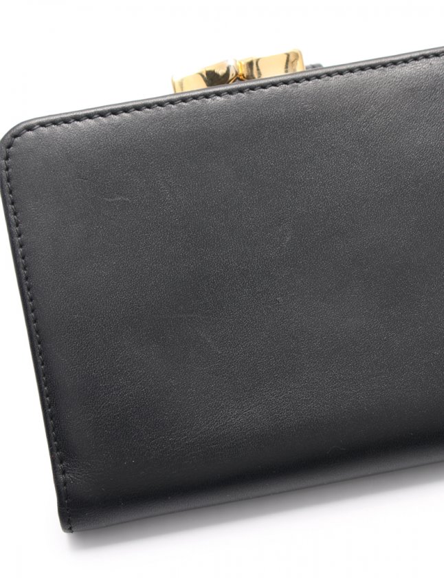 セリーヌ CELINE 二つ折り財布 黒 小物 レザー がま口
