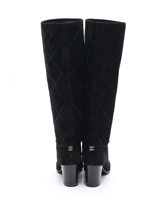 シャネル CHANEL ロングブーツ マトラッセ 黒 36.5 C シューズ