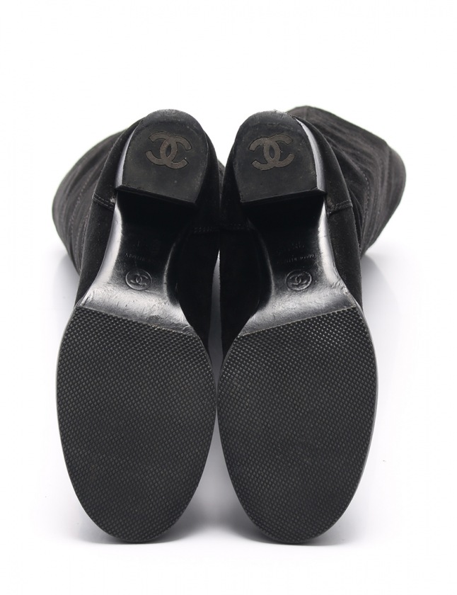 シャネル CHANEL ロングブーツ マトラッセ 黒 36.5 C シューズ