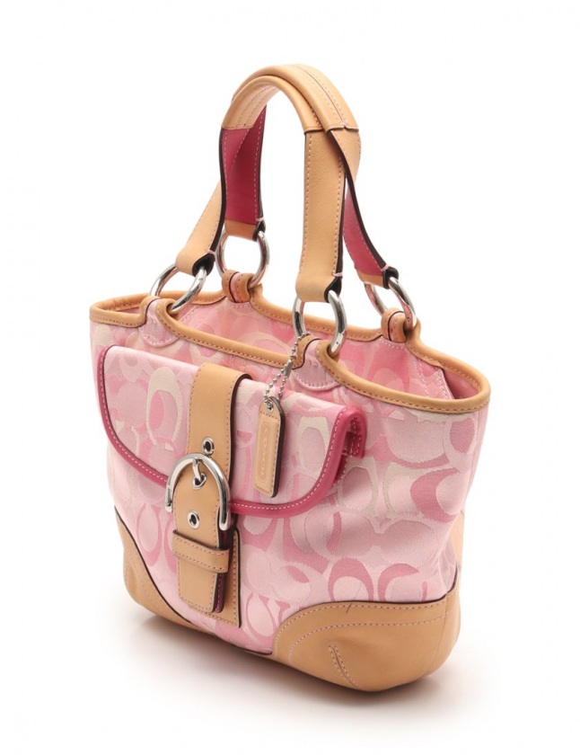 コーチ COACH ハンドバッグ シグネチャー ピンク ベージュ 1853